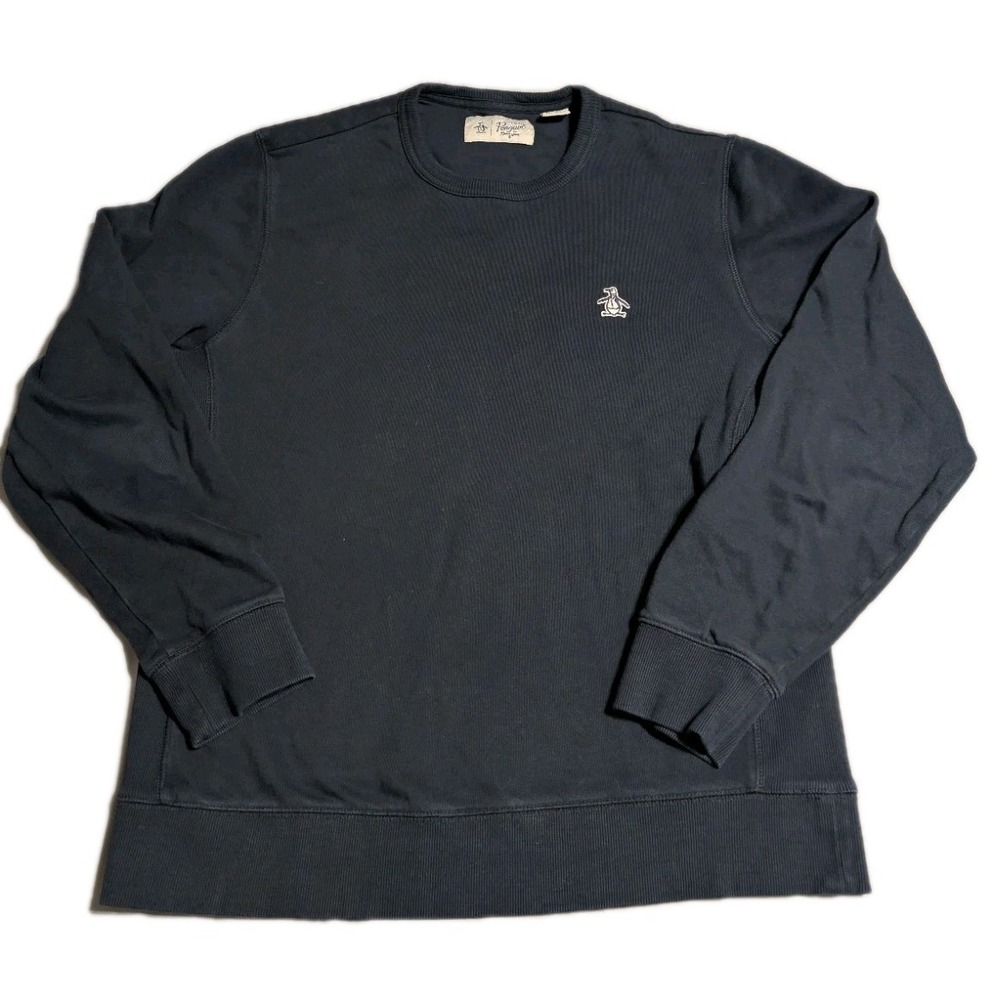 Original Penguin Crewneck Sweatshirt Mens Medium Navy Blue Pullover Logo Sweater